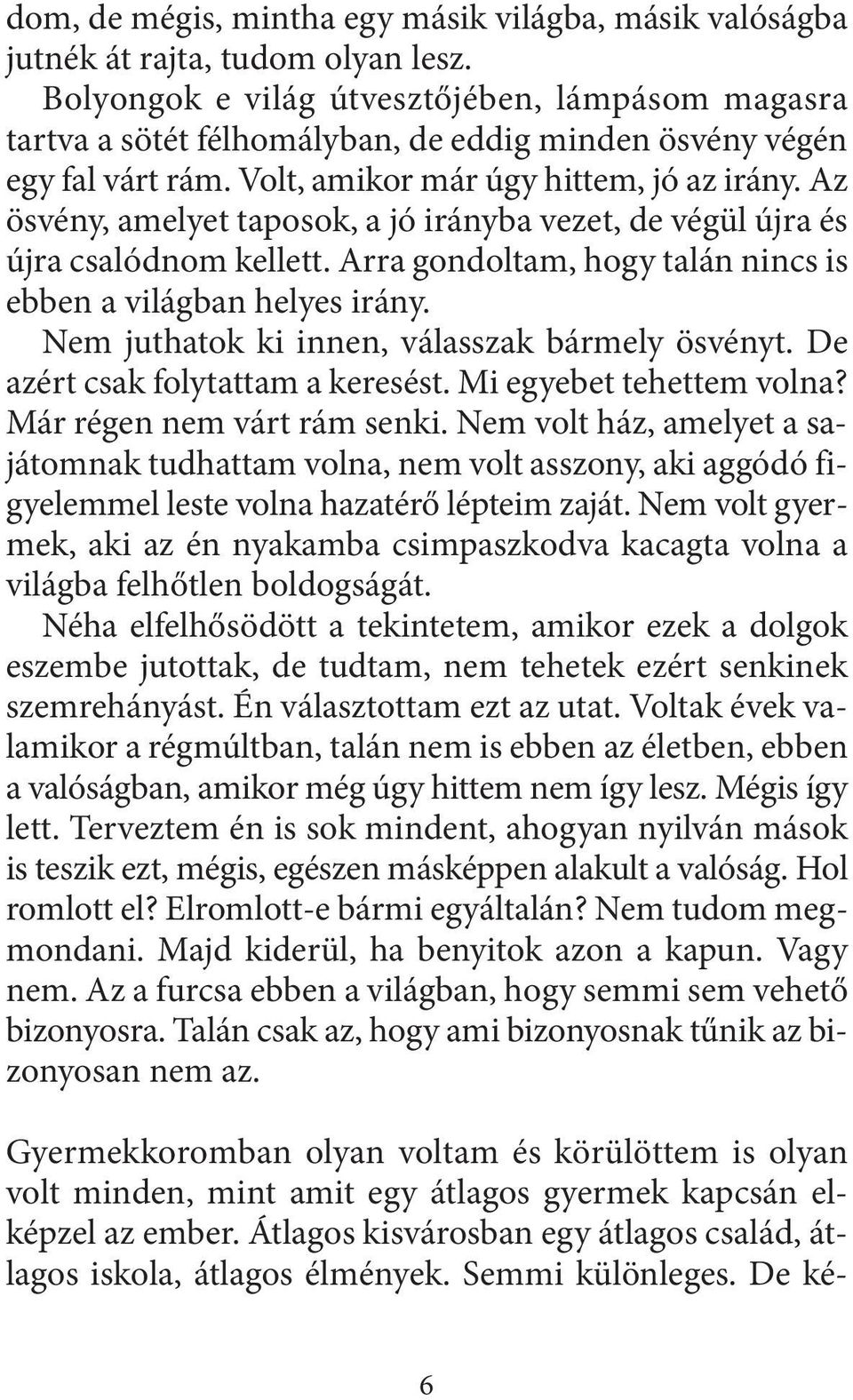 Az ösvény, amelyet taposok, a jó irányba vezet, de végül újra és újra csalódnom kellett. Arra gondoltam, hogy talán nincs is ebben a világban helyes irány.