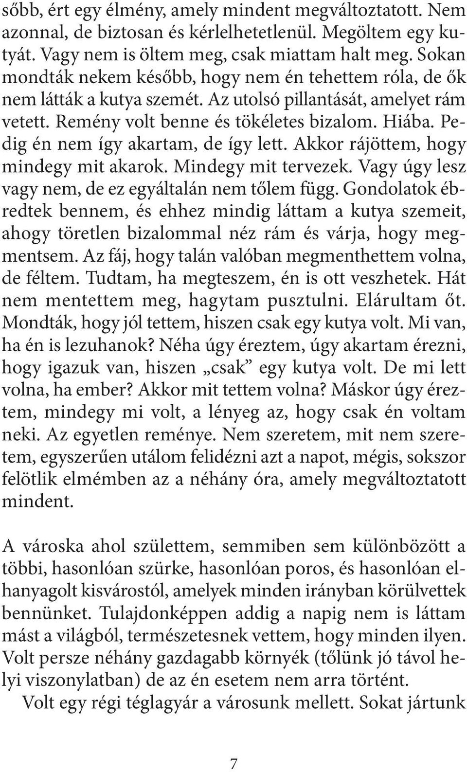 Pedig én nem így akartam, de így lett. Akkor rájöttem, hogy mindegy mit akarok. Mindegy mit tervezek. Vagy úgy lesz vagy nem, de ez egyáltalán nem tőlem függ.