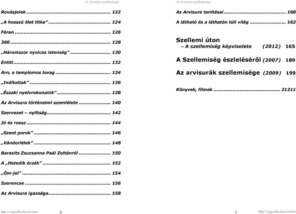 .. 162 Szellemi úton A szellemiség képviselete (2012) 165 A Szellemiség észleléséről (2007) 189 Az arvisurák szellemisége (2009) 199 Könyvek, filmek.