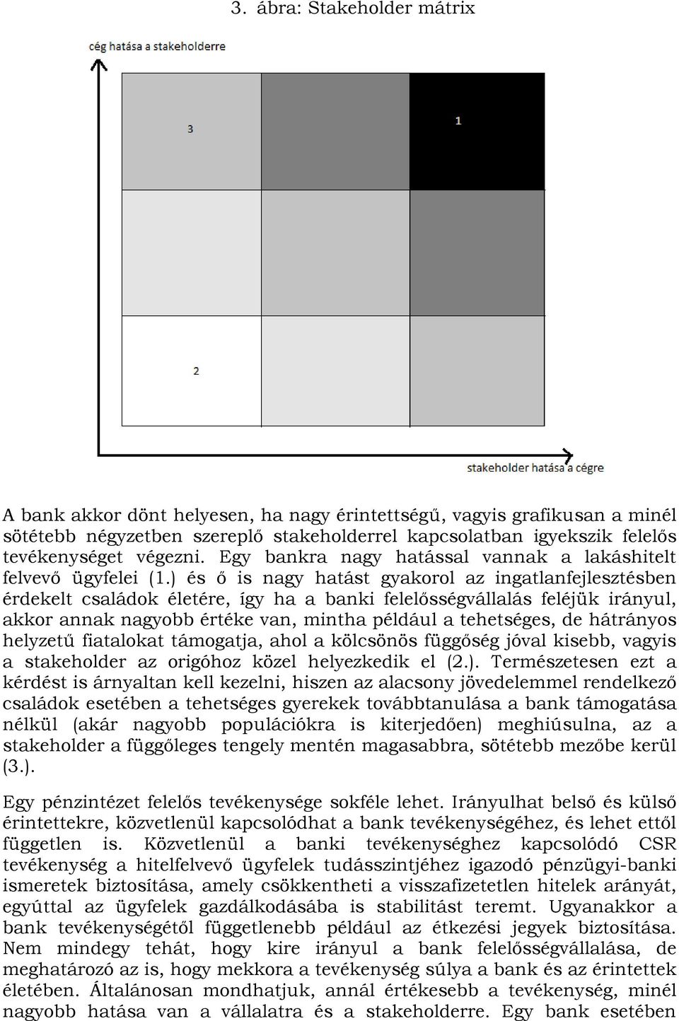 ) és ő is nagy hatást gyakorol az ingatlanfejlesztésben érdekelt családok életére, így ha a banki felelősségvállalás feléjük irányul, akkor annak nagyobb értéke van, mintha például a tehetséges, de