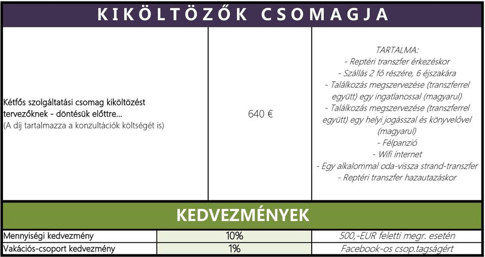 (transzferrel együtt) egy ingatlanossal (magyarul) - Találkozás megszervezése (transzferrel együtt) egy helyi jogásszal és könyvelővel (magyarul) - Félpanzió -