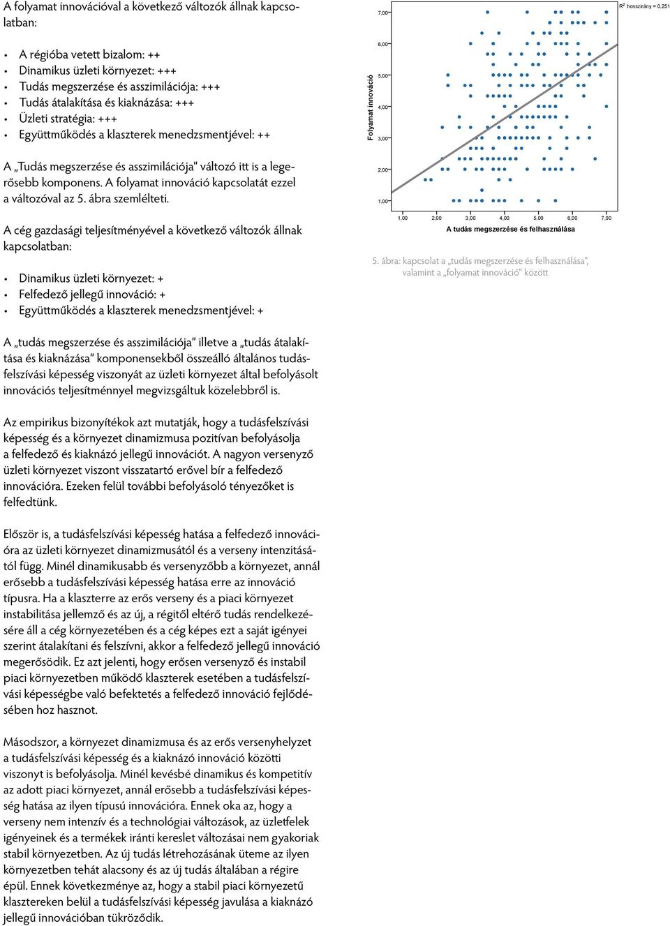 a legerősebb komponens. A folyamat innováció kapcsolatát ezzel a változóval az 5. ábra szemlélteti.