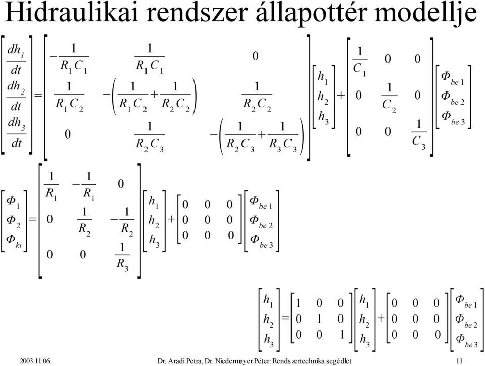 3] [0 3] Φ be [h 3] [ h 2 h 0 0 C ] 0 0 C 2 0 0 C 3 Φ 3] be 2 Φ be 2003..06. Dr. Aradi Petra, Dr.