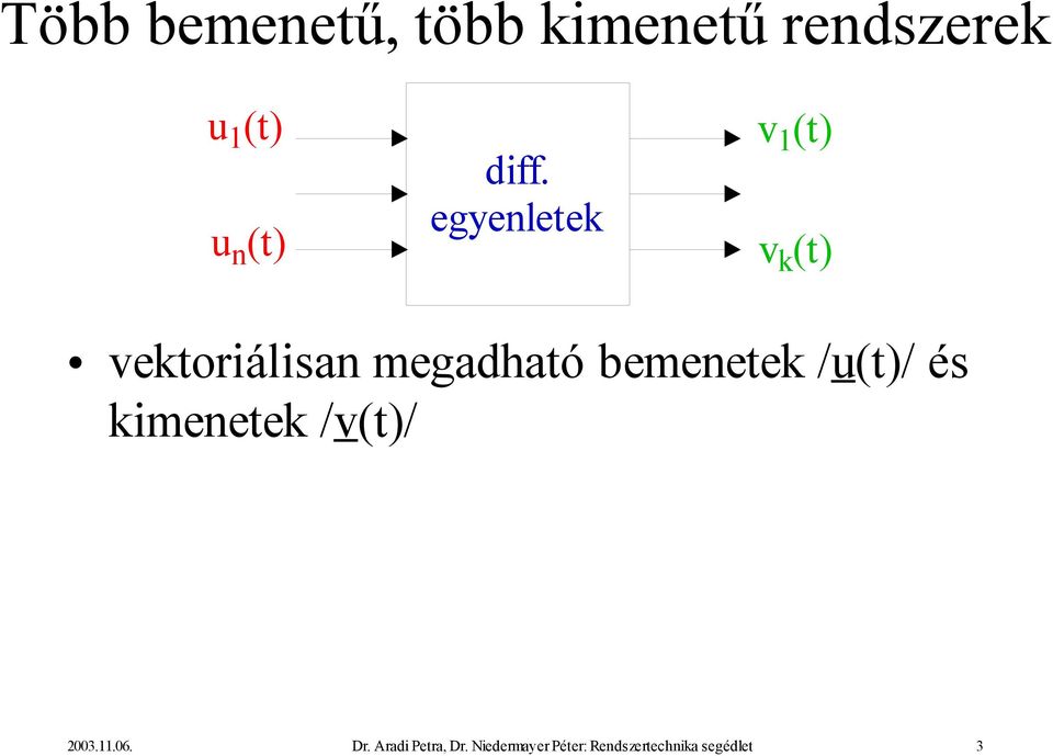 bemenetek /u(t)/ és kimenetek /v(t)/ 2003..06. Dr.