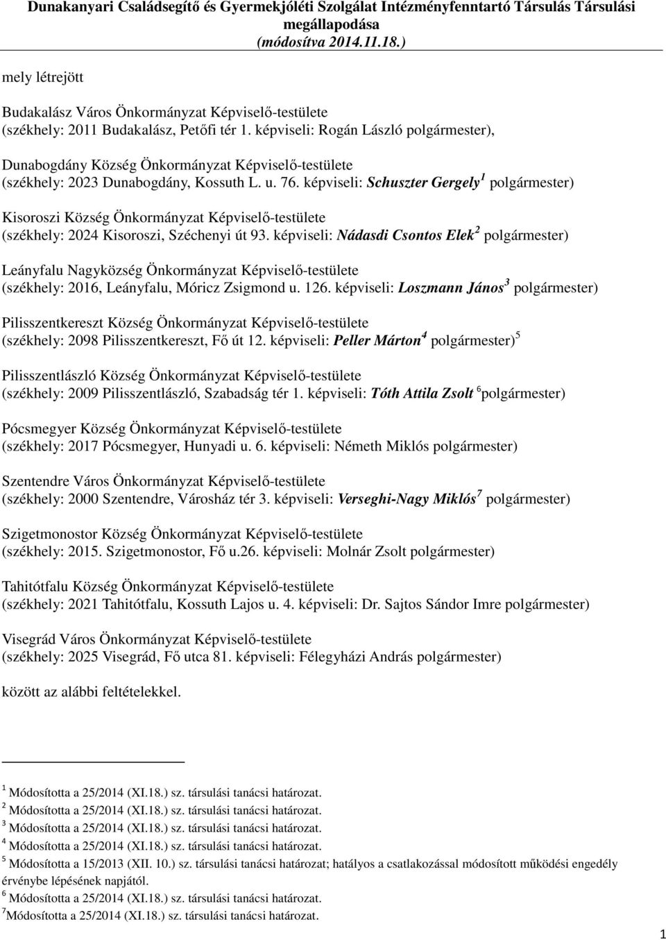 76. képviseli: Schuszter Gergely 1 ) Kisoroszi Képviselő-testülete (székhely: 2024 Kisoroszi, Széchenyi út 93.