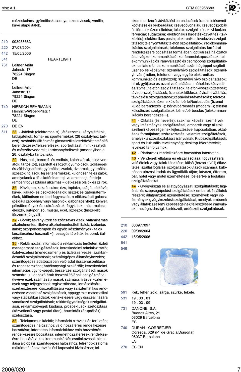 tartozó); szobabiciklik és más gimnasztikai eszközök; testépítő berendezések/felszerelések; sportruházat, mint kesztyűk és mászóhevederek; karácsonyfadíszek (amennyiben a 28. osztályba tartoznak).