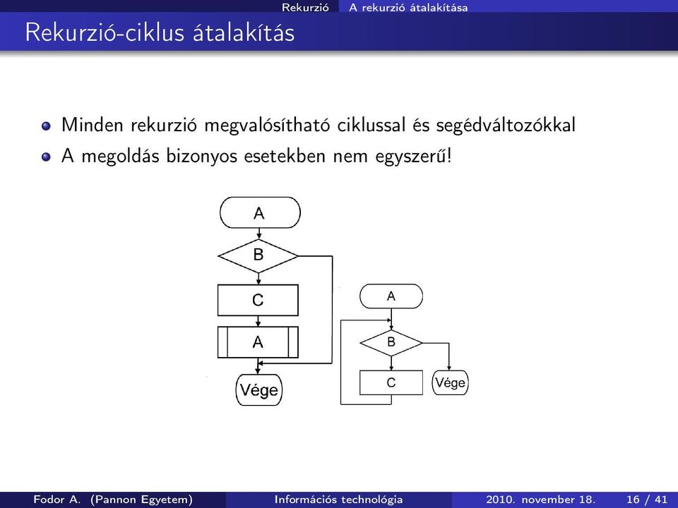 segédváltozókkal A megoldás bizonyos esetekben nem egyszerű!