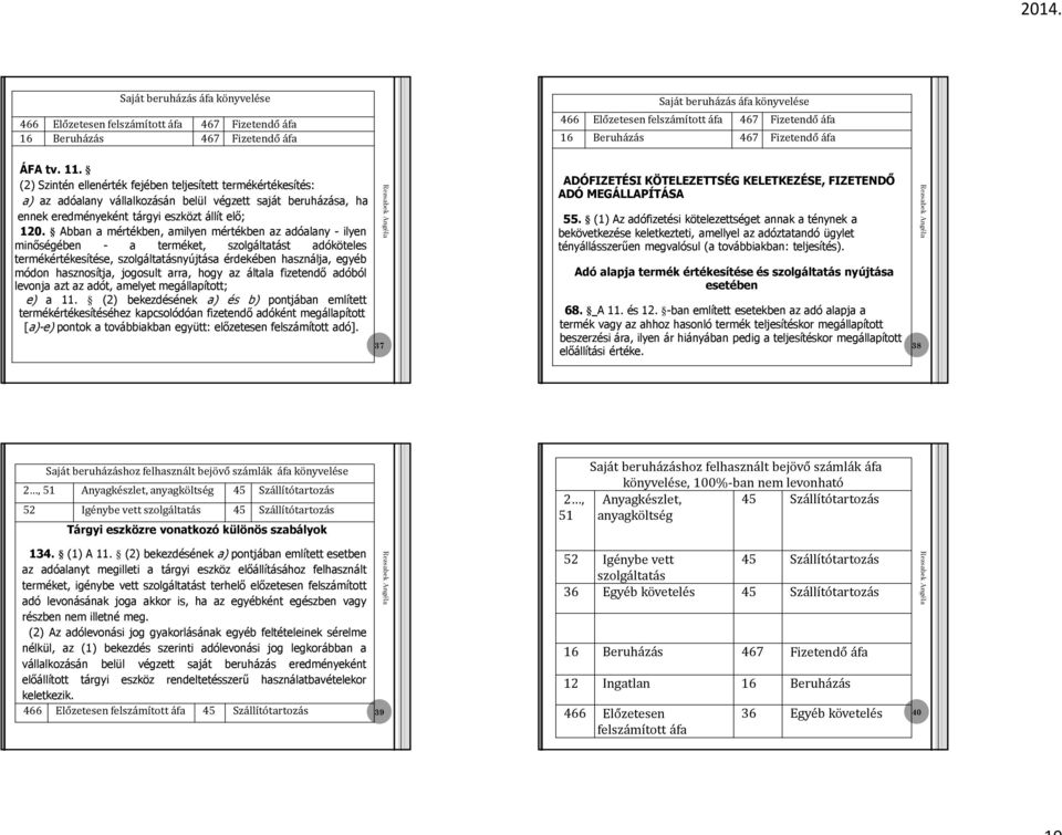 (2) Szintén ellenérték fejében teljesített termékértékesítés: a) az adóalany vállalkozásán belül végzett saját beruházása, ha ennek eredményeként tárgyi eszközt állít elő; 120.