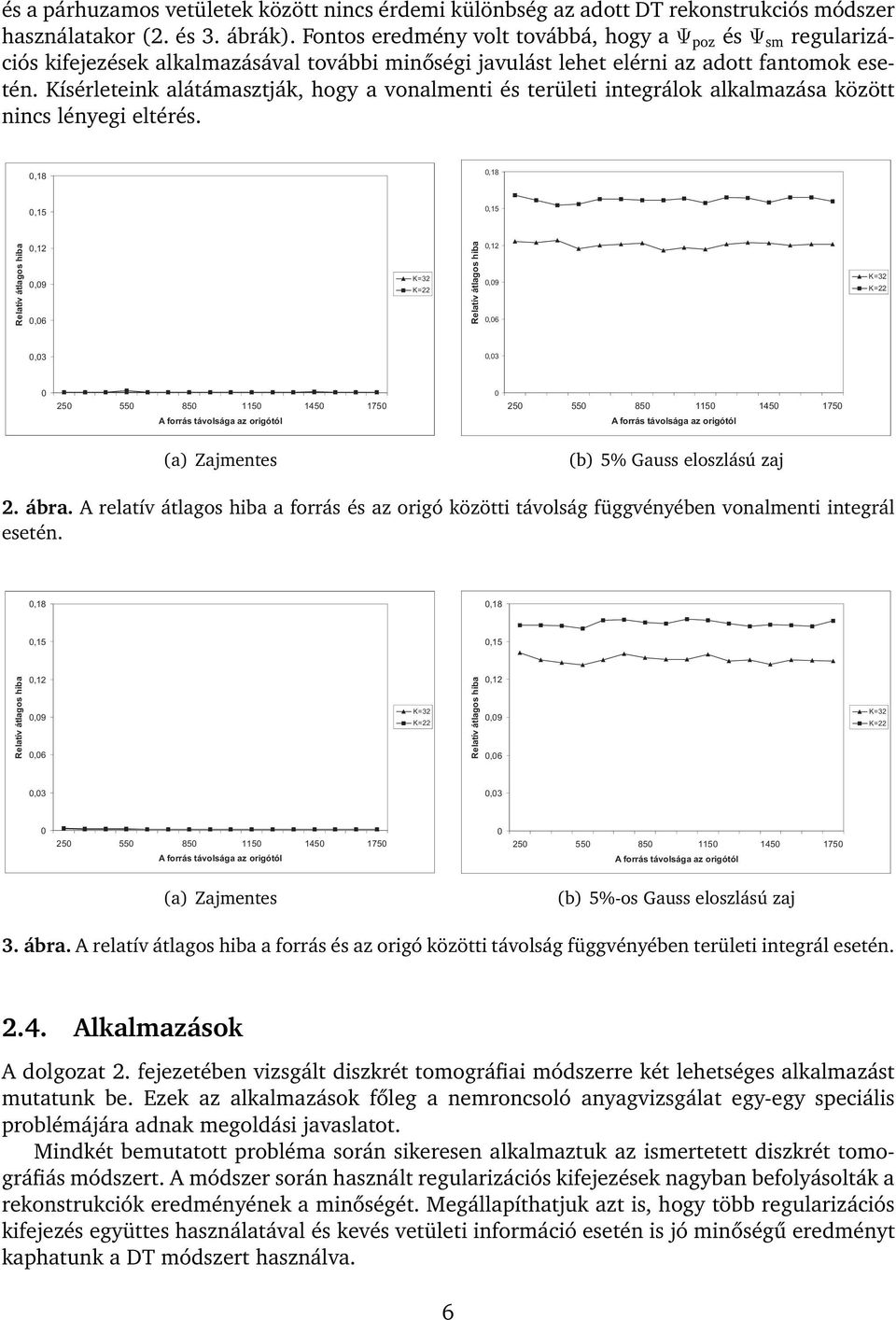 Kísérleteink alátámasztják, hogy a vonalmenti és területi integrálok alkalmazása között nincs lényegi eltérés.