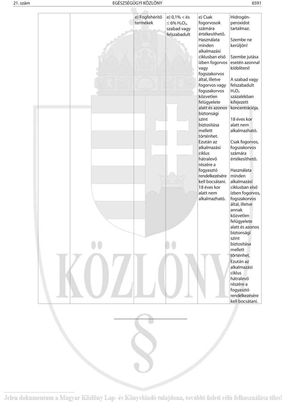 történhet. Ezután az alkalmazási ciklus hátralevõ részére a fogyasztó rendelkezésére kell bocsátani. 18 éves kor alatt nem alkalmazható. Hidrogénperoxidot tartalmaz. Szembe ne kerüljön!