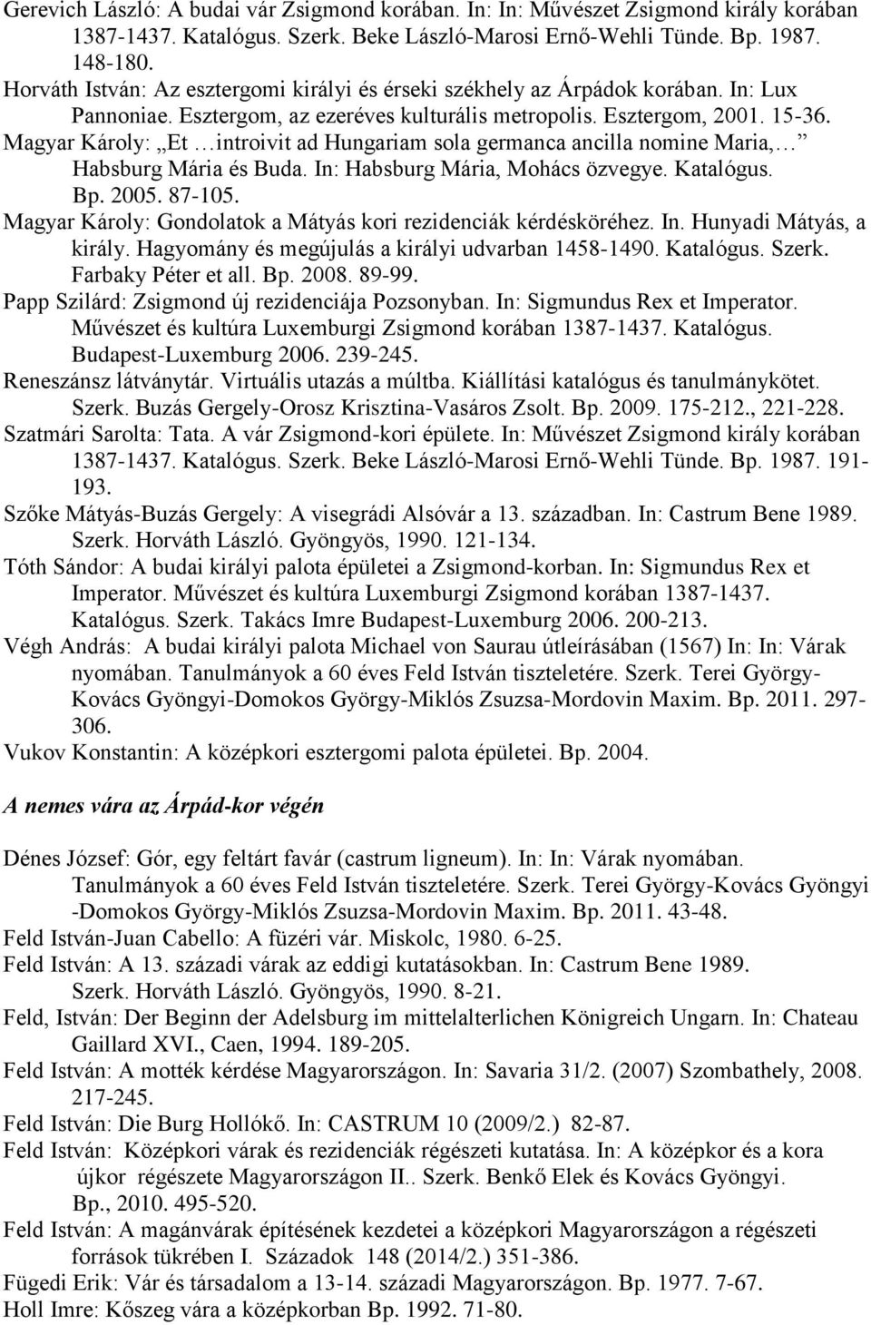 Magyar Károly: Et introivit ad Hungariam sola germanca ancilla nomine Maria, Habsburg Mária és Buda. In: Habsburg Mária, Mohács özvegye. Katalógus. Bp. 2005. 87-105.