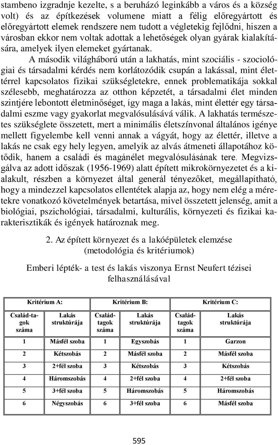 A második világháború után a lakhatás, mint szociális - szociológiai és társadalmi kérdés nem korlátozódik csupán a lakással, mint élettérrel kapcsolatos fizikai szükségletekre, ennek problematikája