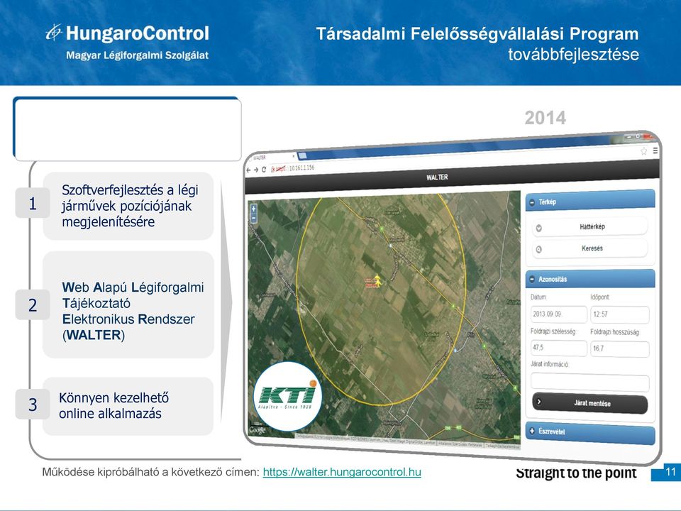 Alapú Légiforgalmi Tájékoztató Elektronikus Rendszer (WALTER) 3 Könnyen kezelhető