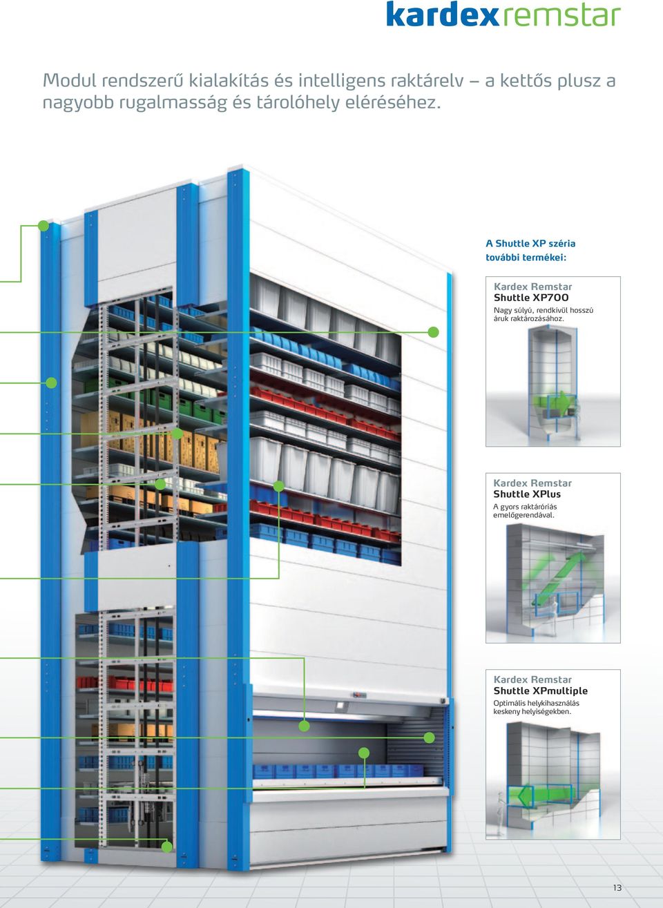A Shuttle XP széria további termékei: Kardex Remstar Shuttle XP700 Nagy súlyú, rendkívül hosszú
