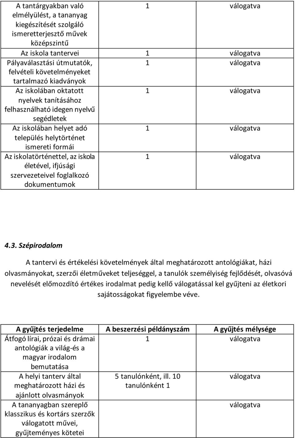 szervezeteivel foglalkozó dokumentumok 4.3.