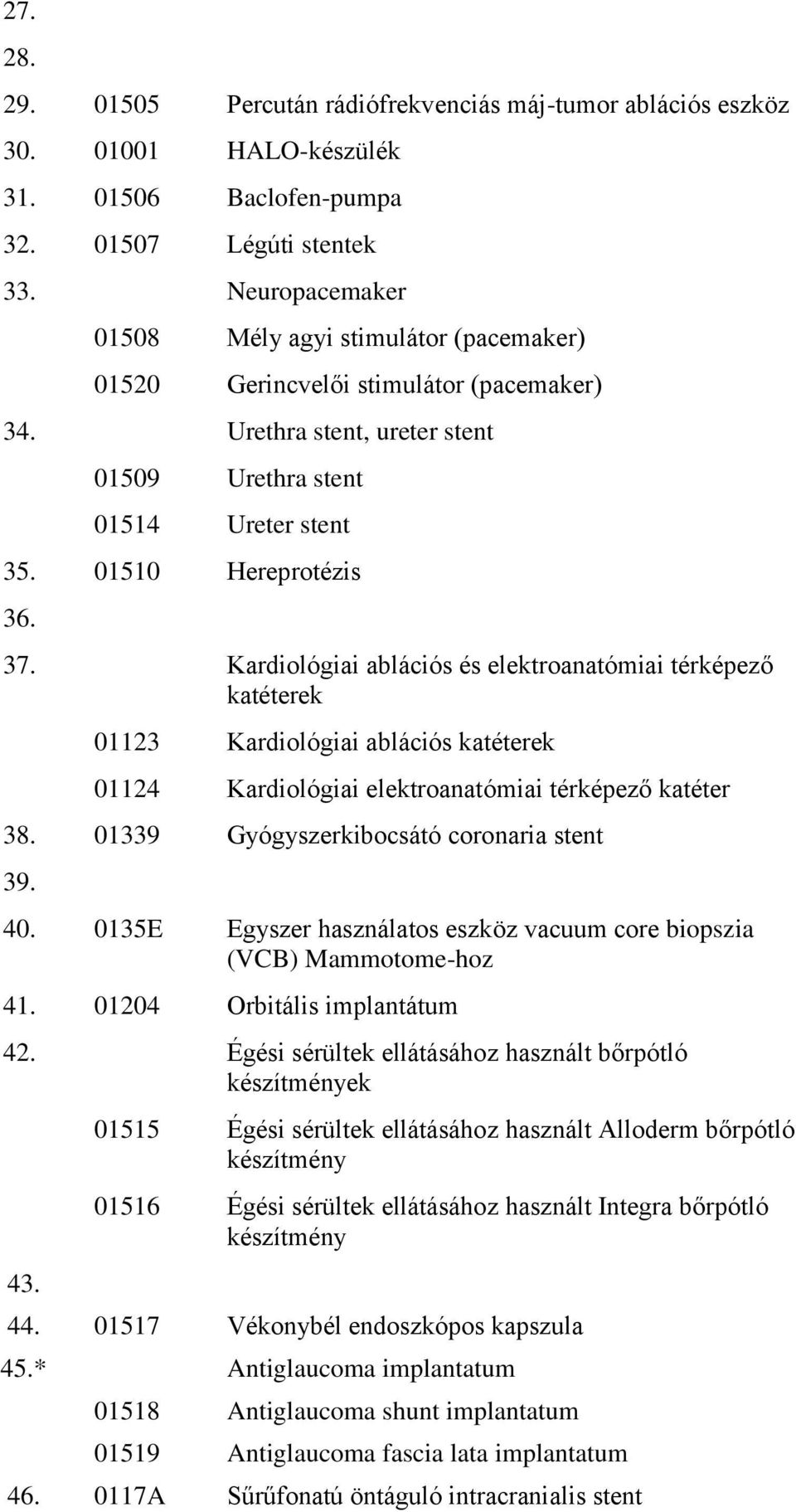 Kardiológiai ablációs és elektroanatómiai térképező katéterek 01123 Kardiológiai ablációs katéterek 01124 Kardiológiai elektroanatómiai térképező katéter 38.