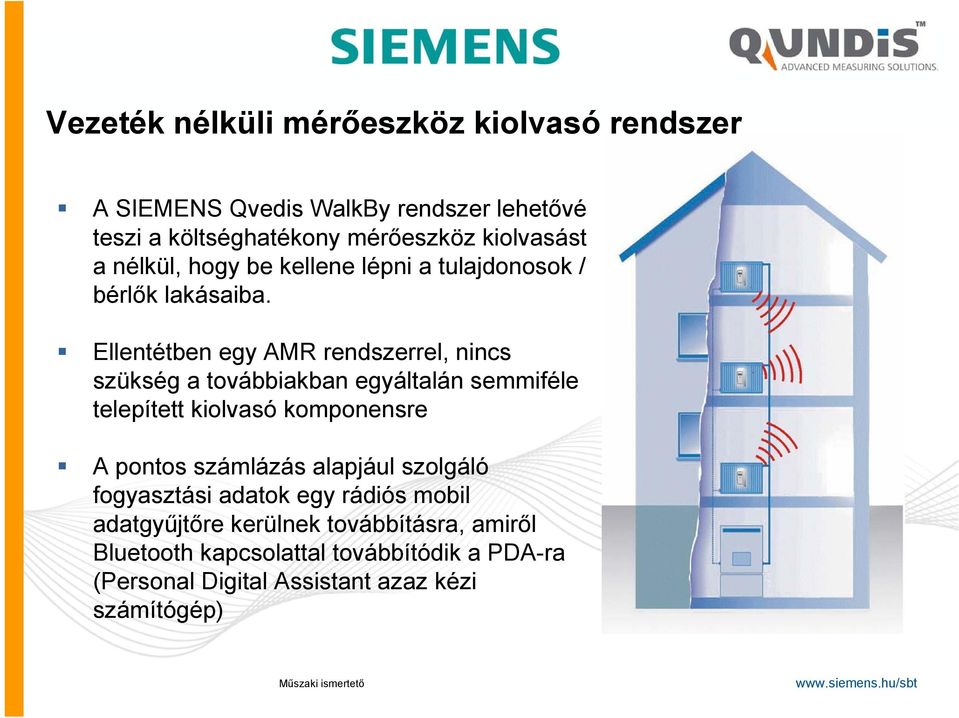 Ellentétben egy AMR rendszerrel, nincs szükség a továbbiakban egyáltalán semmiféle telepített kiolvasó komponensre A pontos