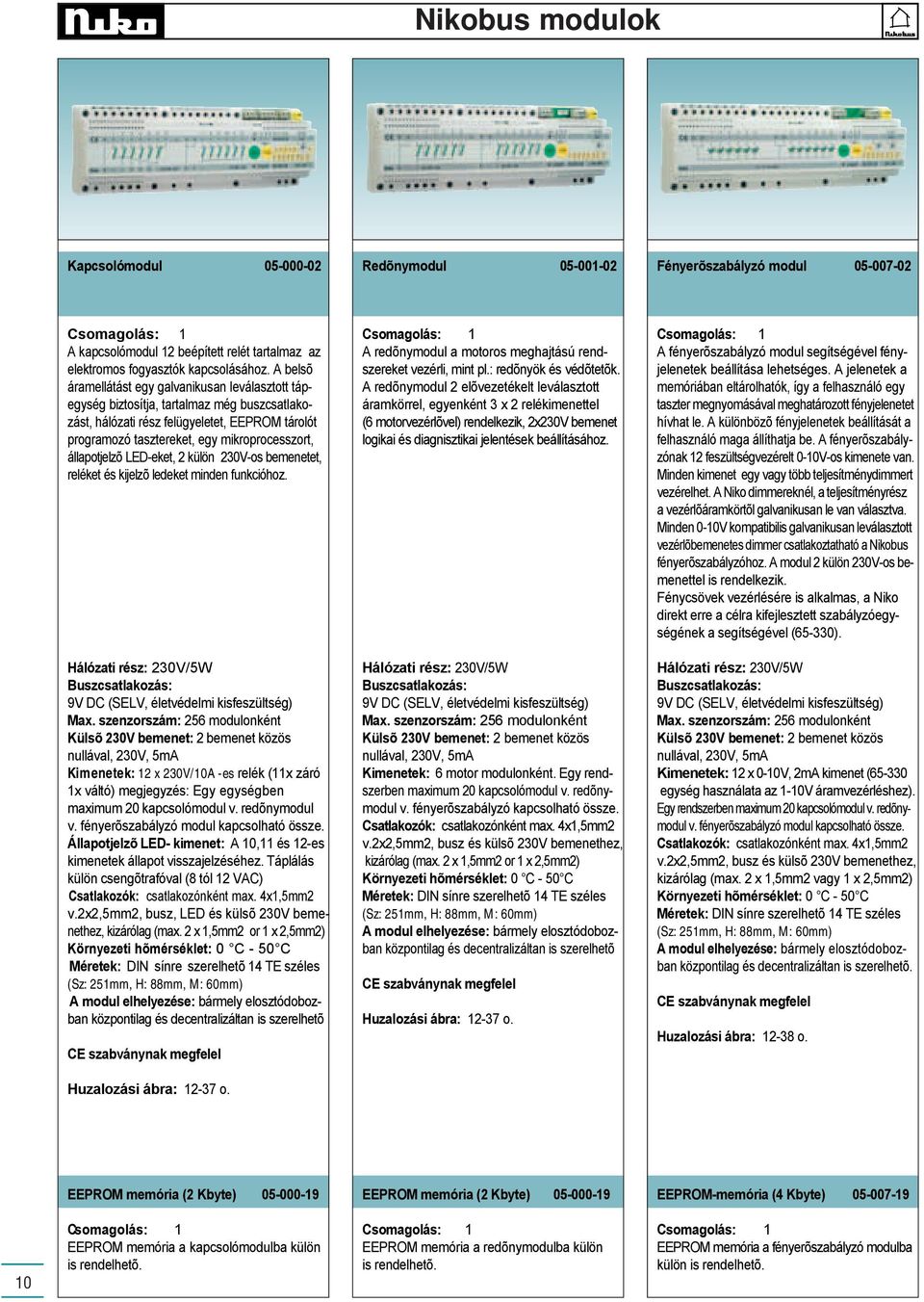 állapotjelzõ LED-eket, külön 30V-os bemenetet, reléket és kijelzõ ledeket minden funkcióhoz. A redõnymodul a motoros meghajtású rendszereket vezérli, mint pl.: redõnyök és védõtetõk.