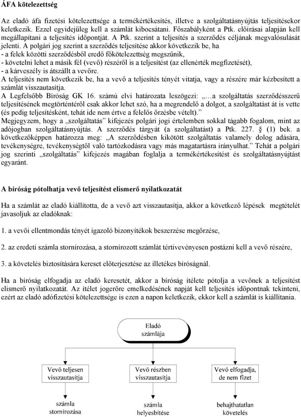 A polgári jog szerint a szerződés teljesítése akkor következik be, ha - a felek közötti szerződésből eredő főkötelezettség megszűnik, - követelni lehet a másik fél (vevő) részéről is a teljesítést