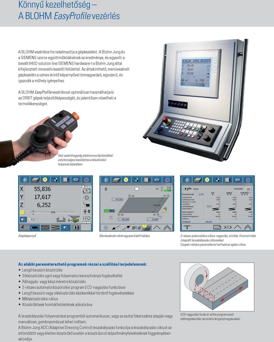 Az áttekinthető, menüvezérelt gépkezelés a színes érintő képernyővel önmagyarázó, egyszerű, és igazodik a műhely igényeihez.