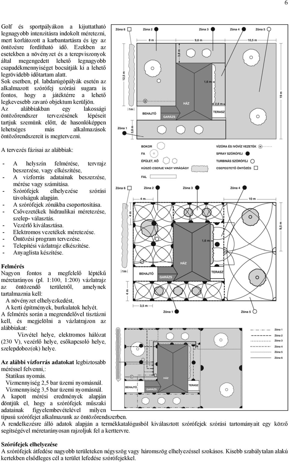 labdarúgópályák esetén az alkalmazott szórófej szórási sugara is fontos, hogy a játéktérre a lehető legkevesebb zavaró objektum kerüljön.