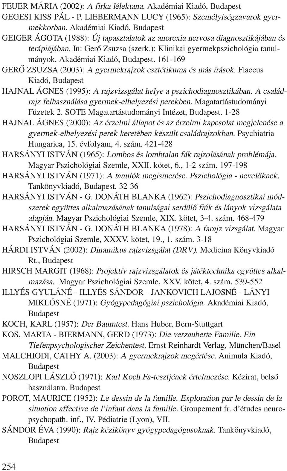 akadémiai Kiadó, Budapest. 161-169 GeRÕ zsuzsa (2003): a gyermekrajzok esztétikuma és más írások. Flaccus Kiadó, Budapest HaJNal ÁGNeS (1995): a rajzvizsgálat helye a pszichodiagnosztikában.