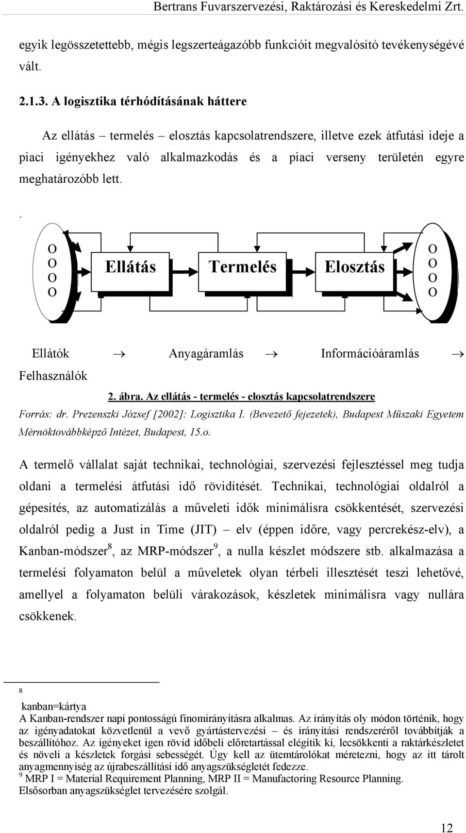 lett.. O O O O Ellátás Termelés Elosztás O O O O Ellátók Anyagáramlás Információáramlás Felhasználók 2. ábra. Az ellátás - termelés - elosztás kapcsolatrendszere Forrás: dr.