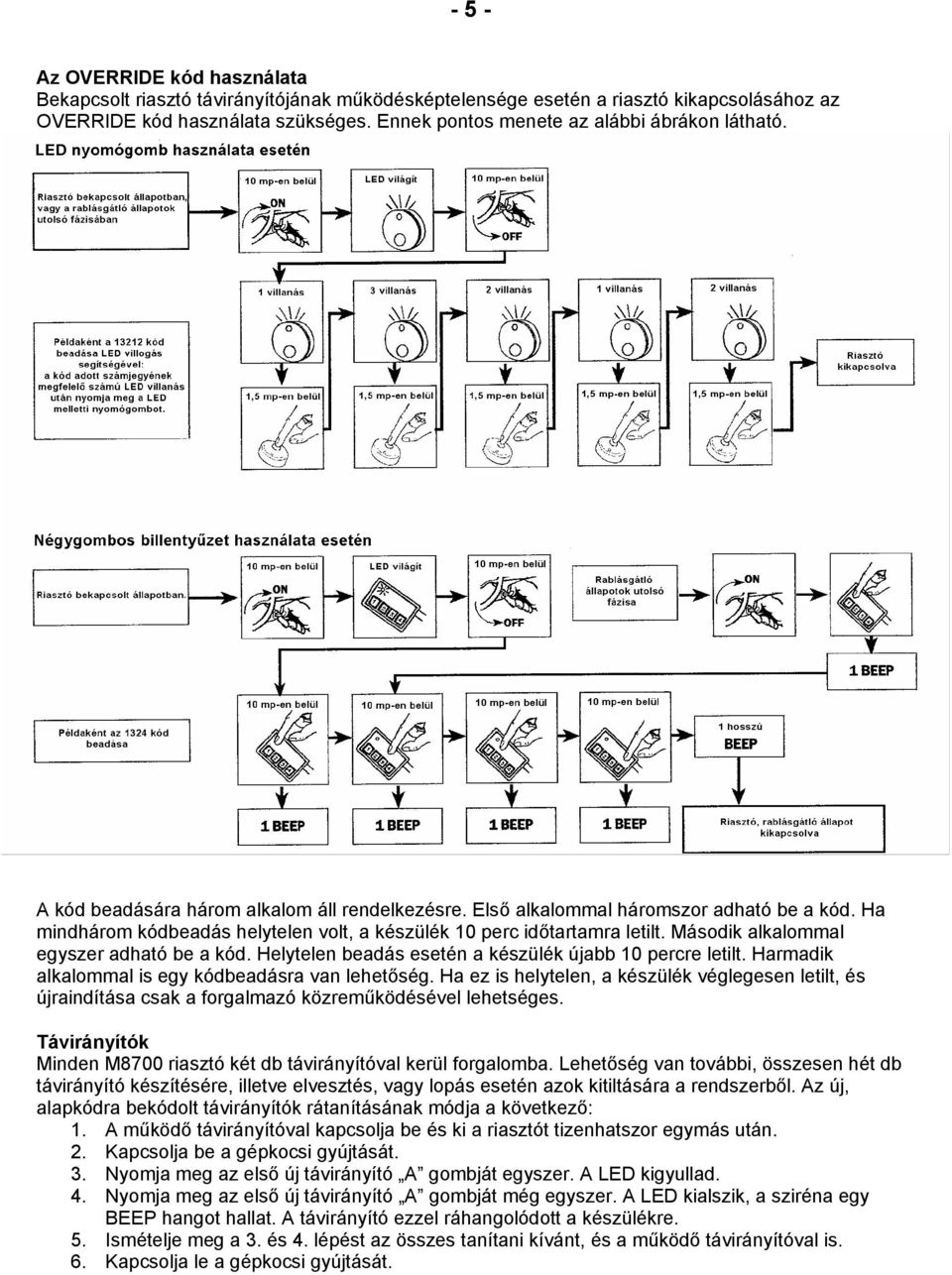 Ha mindhárom kódbeadás helytelen volt, a készülék 10 perc időtartamra letilt. Második alkalommal egyszer adható be a kód. Helytelen beadás esetén a készülék újabb 10 percre letilt.