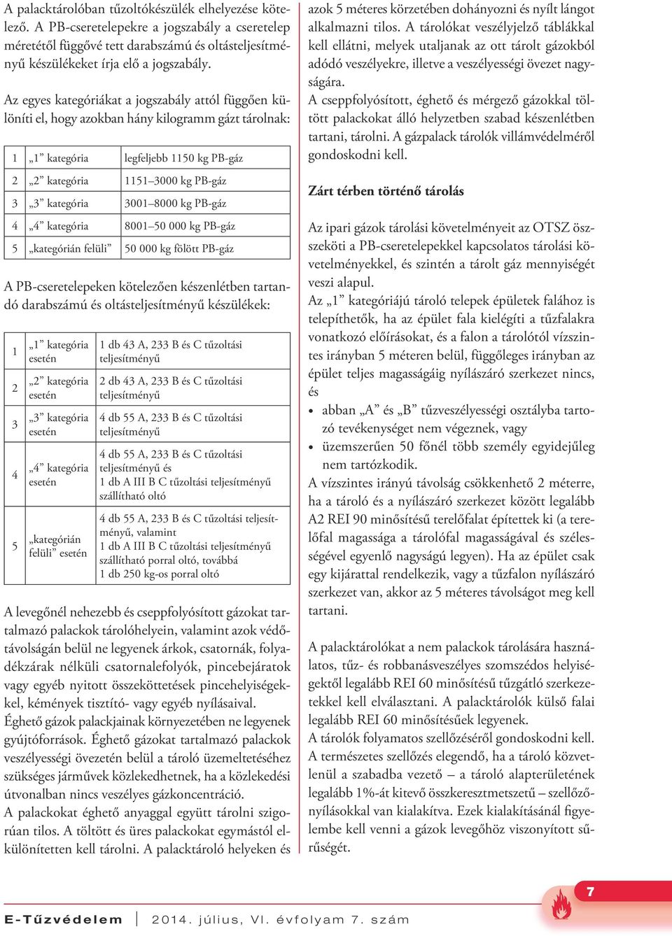 8000 kg PB-gáz 4 4 kategória 8001 50 000 kg PB-gáz 5 kategórián felüli 50 000 kg fölött PB-gáz A PB-cseretelepeken kötelezően készenlétben tartandó darabszámú és oltásteljesítményű készülékek: 1 2 3