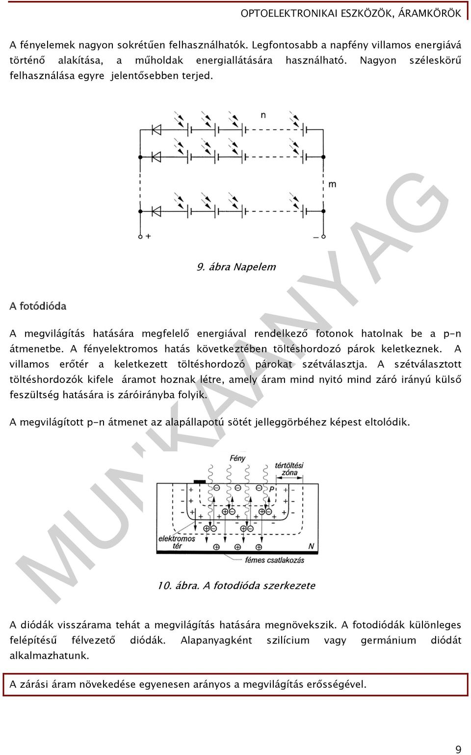 A fényelektromos hatás következtében töltéshordozó párok keletkeznek. A villamos erőtér a keletkezett töltéshordozó párokat szétválasztja.