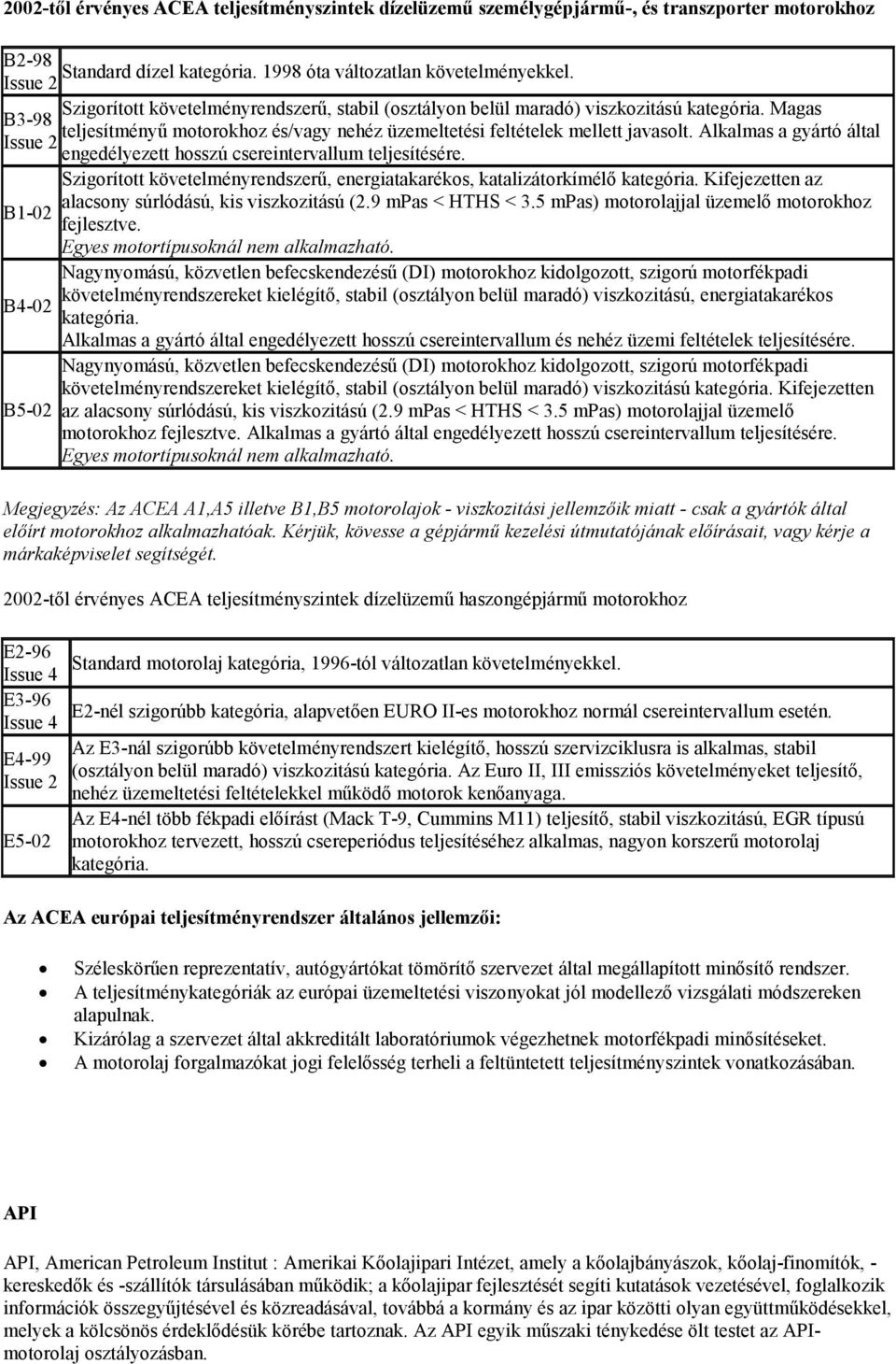 Alkalmas a gyártó által Issue 2 engedélyezett hosszú csereintervallum teljesítésére. Szigorított követelményrendszerű, energiatakarékos, katalizátorkímélő kategória.