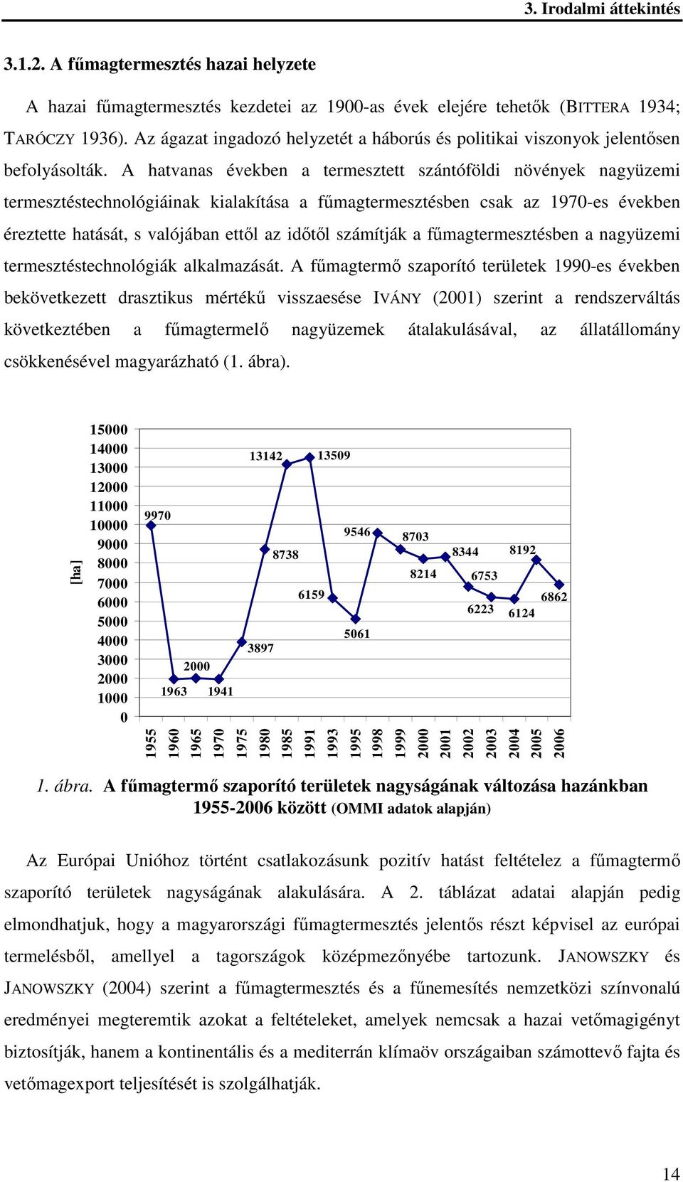 A hatvanas években a termesztett szántóföldi növények nagyüzemi termesztéstechnológiáinak kialakítása a fűmagtermesztésben csak az 1970-es években éreztette hatását, s valójában ettől az időtől