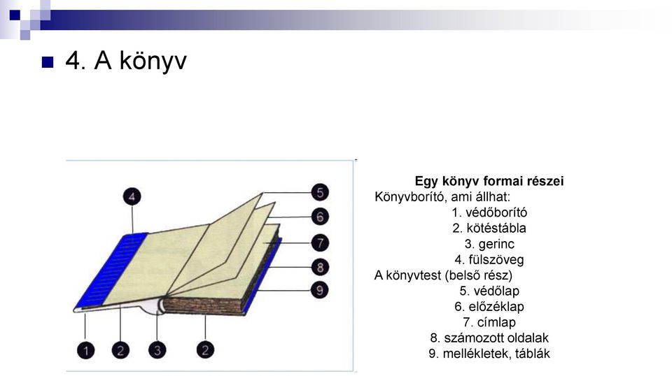 fülszöveg A könyvtest (belső rész) 5. védőlap 6.