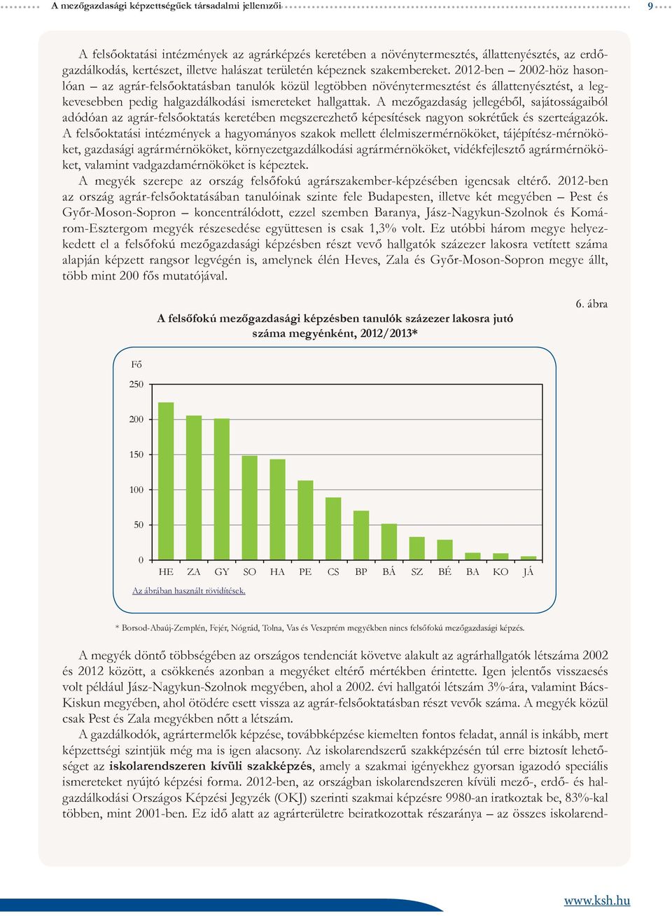 212-ben 22-höz hasonlóan az agrár-felsőoktatásban tanulók közül legtöbben növénytermesztést és állattenyésztést, a legkevesebben pedig halgazdálkodási ismereteket hallgattak.