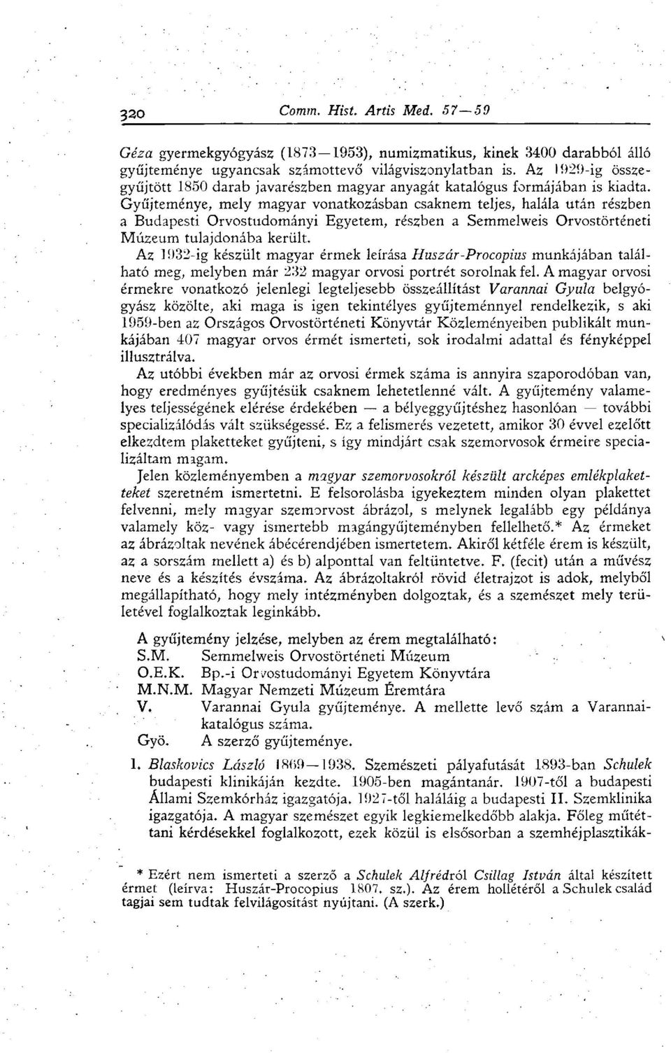Gyűjteménye, mely magyar vonatkozásban csaknem teljes, halála után részben a Budapesti Orvostudományi Egyetem, részben a Semmelweis Orvostörténeti Múzeum tulajdonába került.