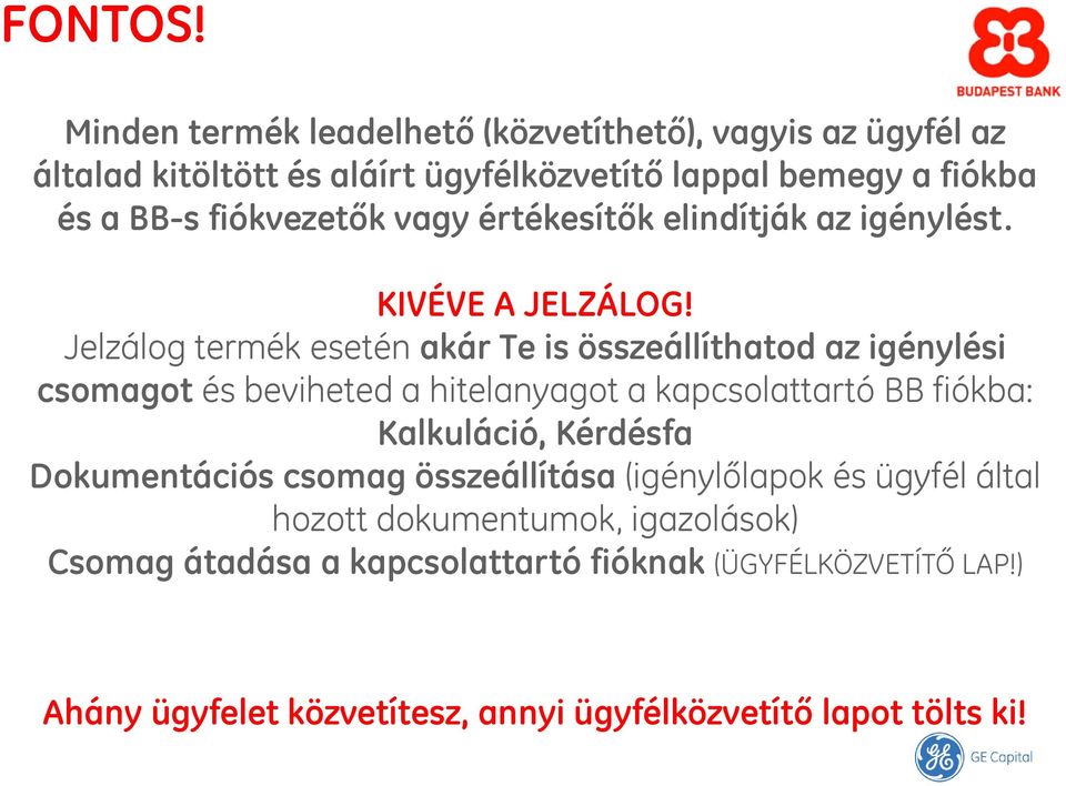 fiókvezetők vagy értékesítők elindítják az igénylést. KIVÉVE A JELZÁLOG!