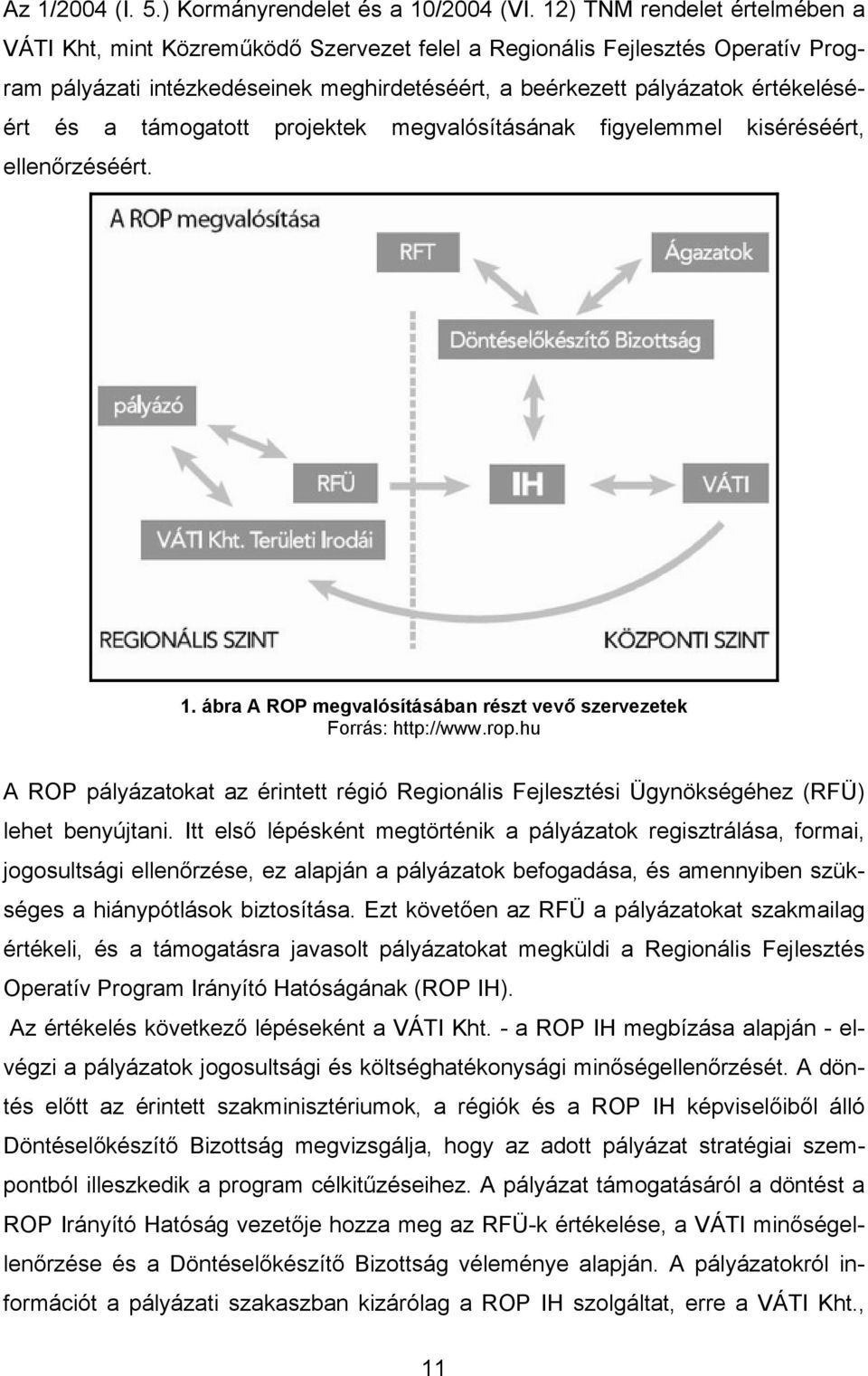 támogatott projektek megvalósításának figyelemmel kiséréséért, ellenőrzéséért. 1. ábra A ROP megvalósításában részt vevő szervezetek Forrás: http://www.rop.