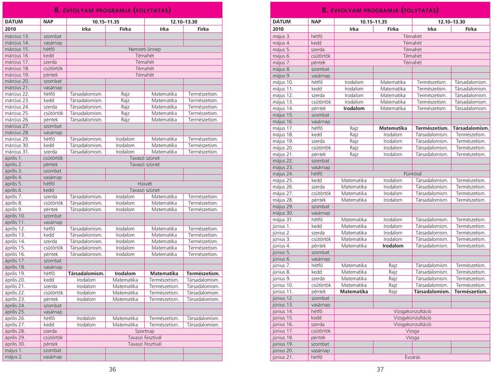 Rajz Matematika Természetism. március 24. szerda Társadalomism. Rajz Matematika Természetism. március 25. csütörtök Társadalomism. Rajz Matematika Természetism. március 26. péntek Társadalomism.