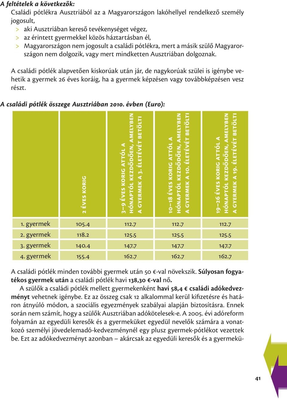 A családi pótlék alapvetően kiskorúak után jár, de nagykorúak szülei is igénybe vehetik a gyermek 26 éves koráig, ha a gyermek képzésen vagy továbbképzésen vesz részt.