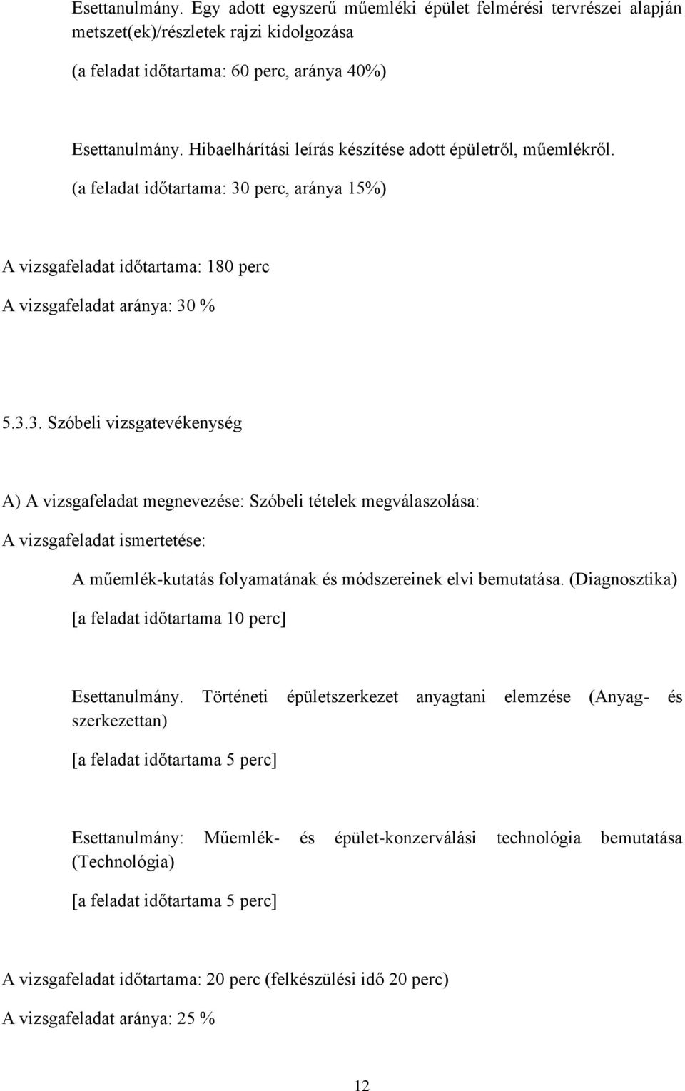 perc, aránya 15%) A vizsgafeladat időtartama: 180 perc A vizsgafeladat aránya: 30