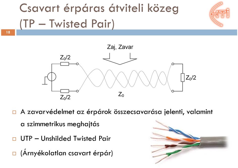 érpárok összecsavarása jelenti, valamint a szimmetrikus