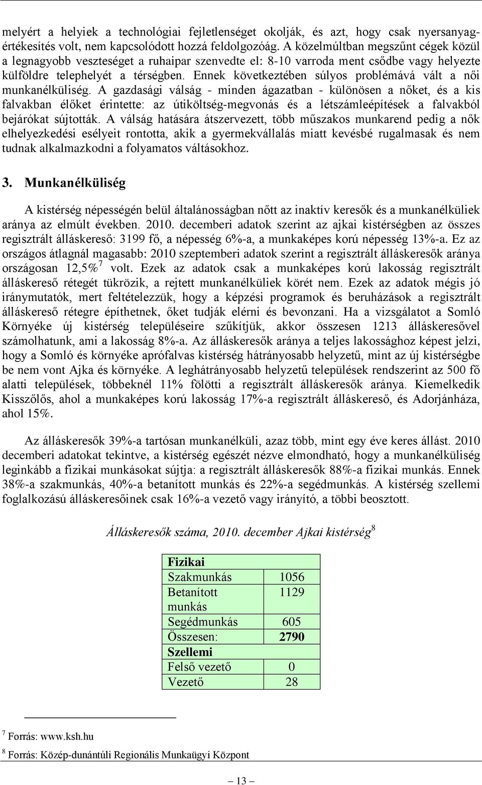 Ennek következtében súlyos problémává vált a női munkanélküliség.