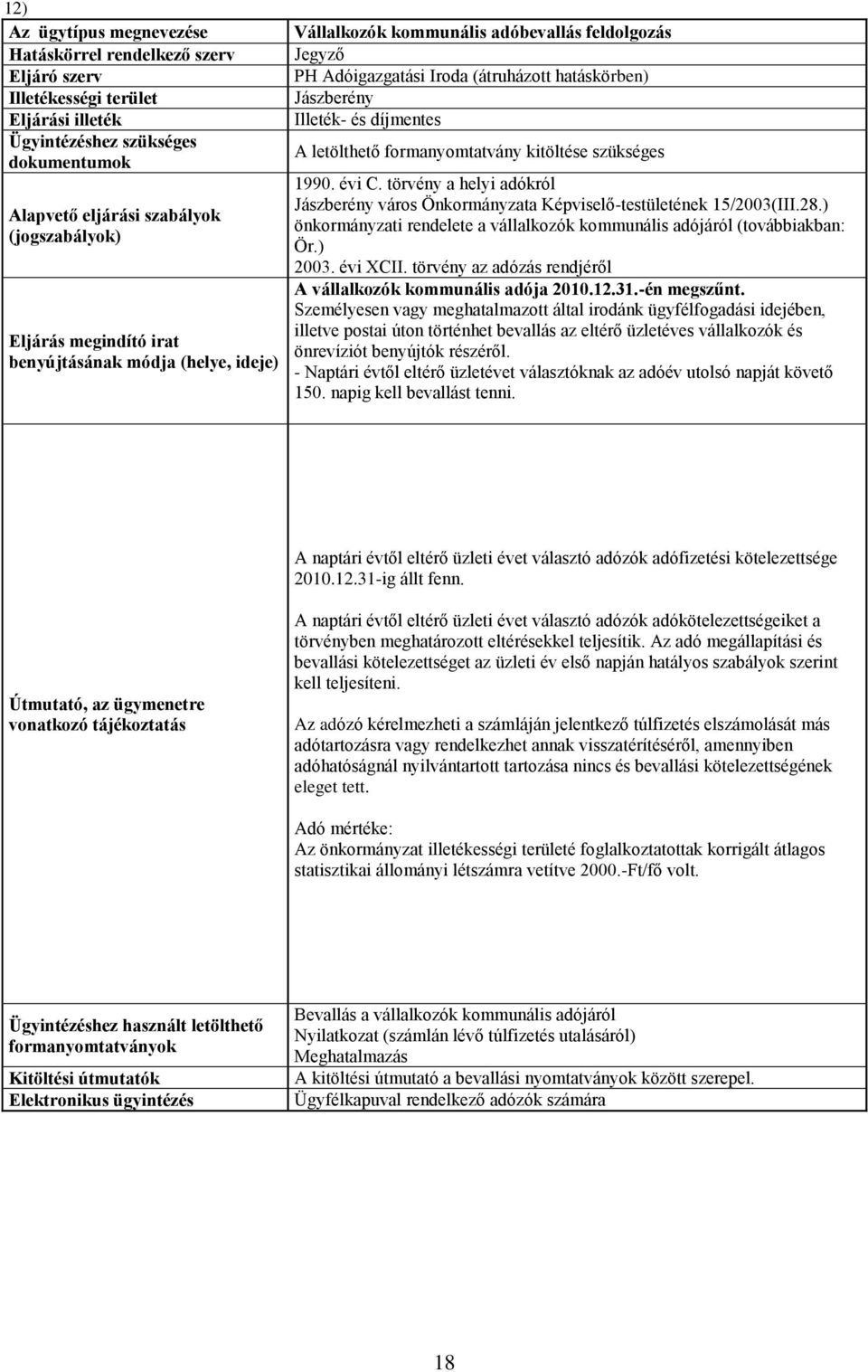 ) önkormányzati rendelete a vállalkozók kommunális adójáról (továbbiakban: Ör.) 2003. évi XCII. törvény az adózás rendjéről A vállalkozók kommunális adója 2010.12.31.-én megszűnt.