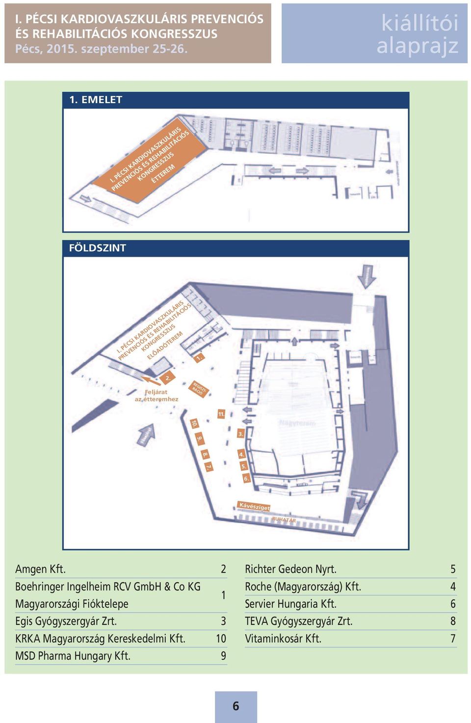 6. Kávésziget RUHATÁR Amgen Kft. 2 Boehringer Ingelheim RCV GmbH & Co KG Magyarországi Fióktelepe 1 Egis Gyógyszergyár Zrt.