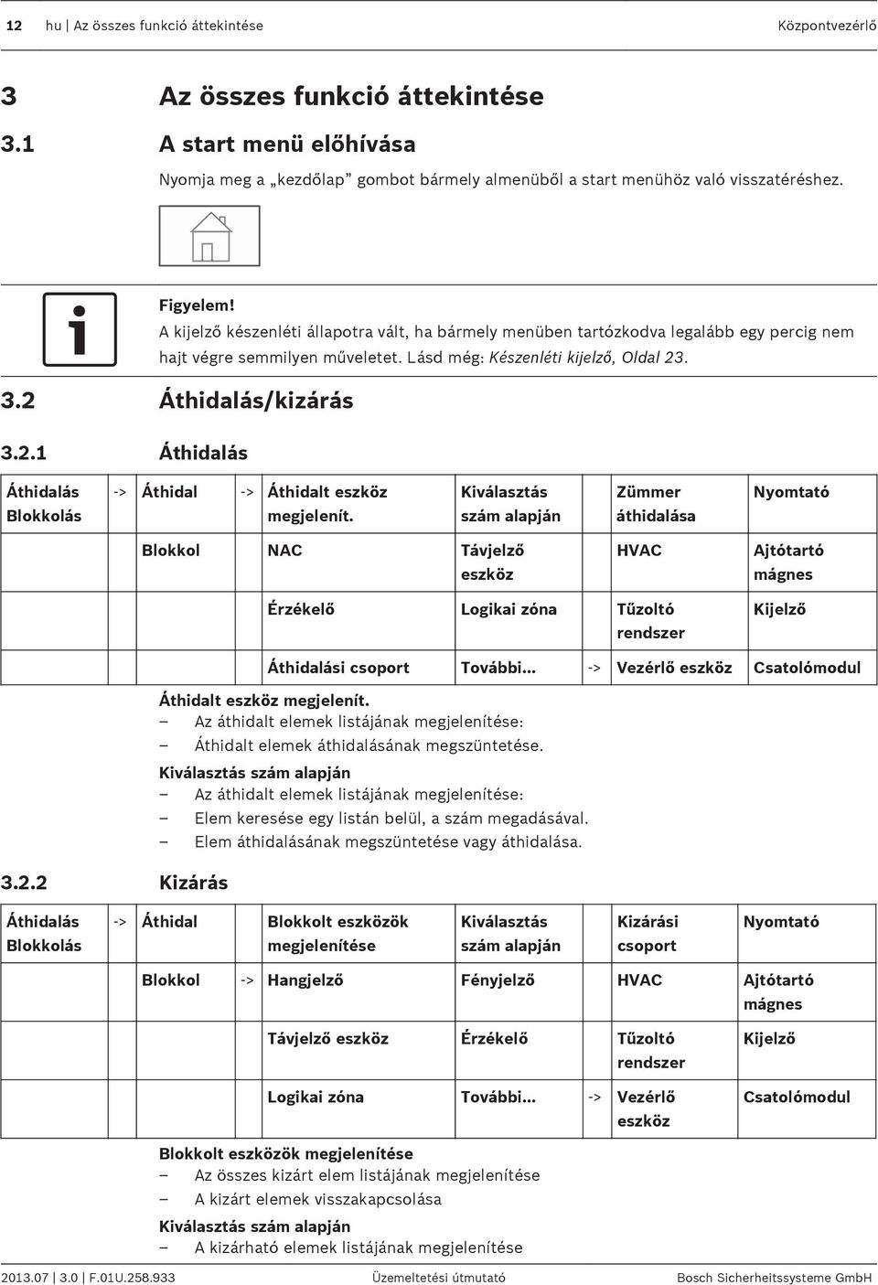 . 3.2 Áthidalás/kizárás 3.2.1 Áthidalás Áthidalás Blokkolás -> Áthidal -> Áthidalt eszköz megjelenít.