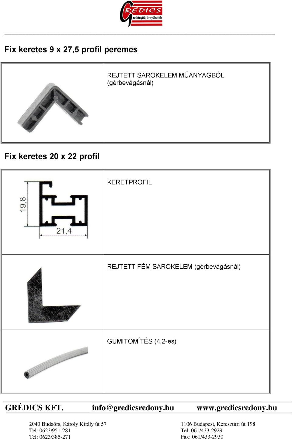 keretes 20 x 22 profil KERETPROFIL REJTETT