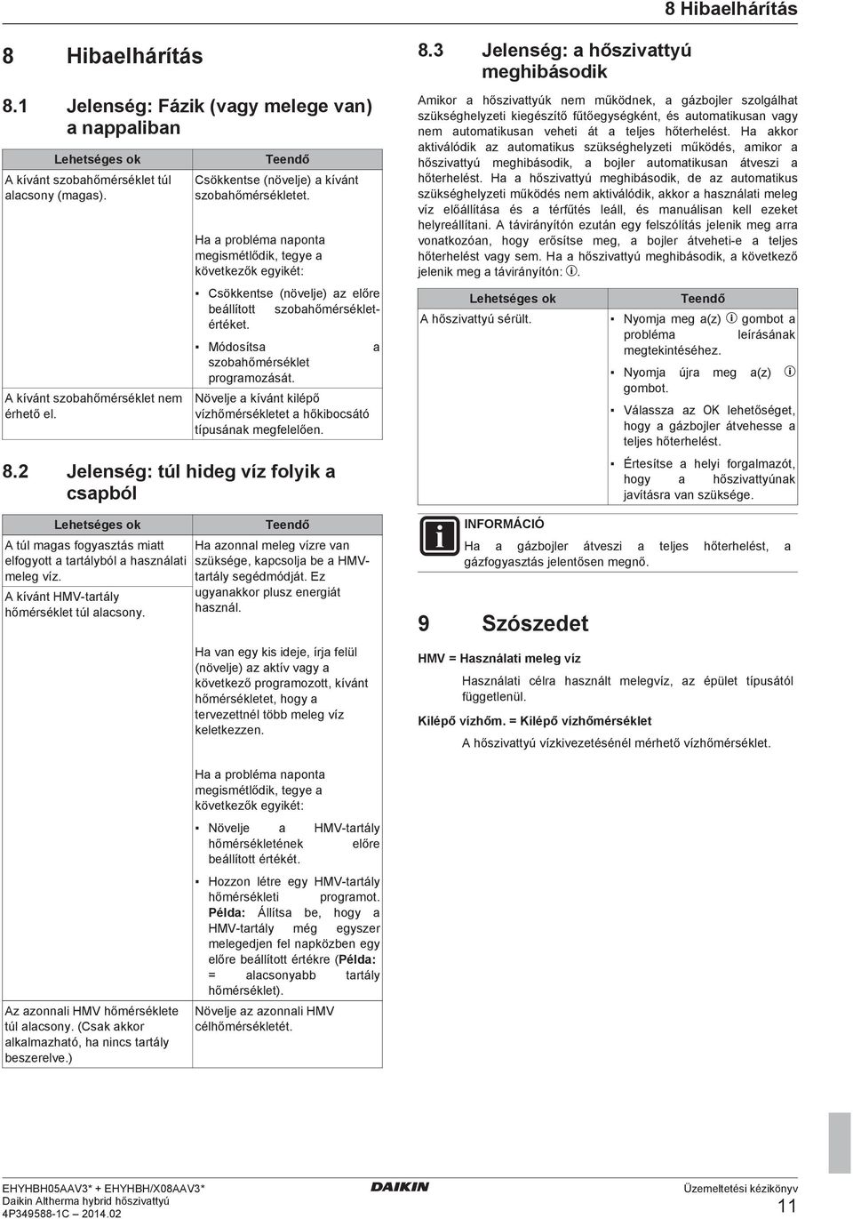 Módosítsa szobahőmérséklet programozását. Növelje a kívánt kilépő vízhőmérsékletet a hőkibocsátó típusának megfelelően. 8.