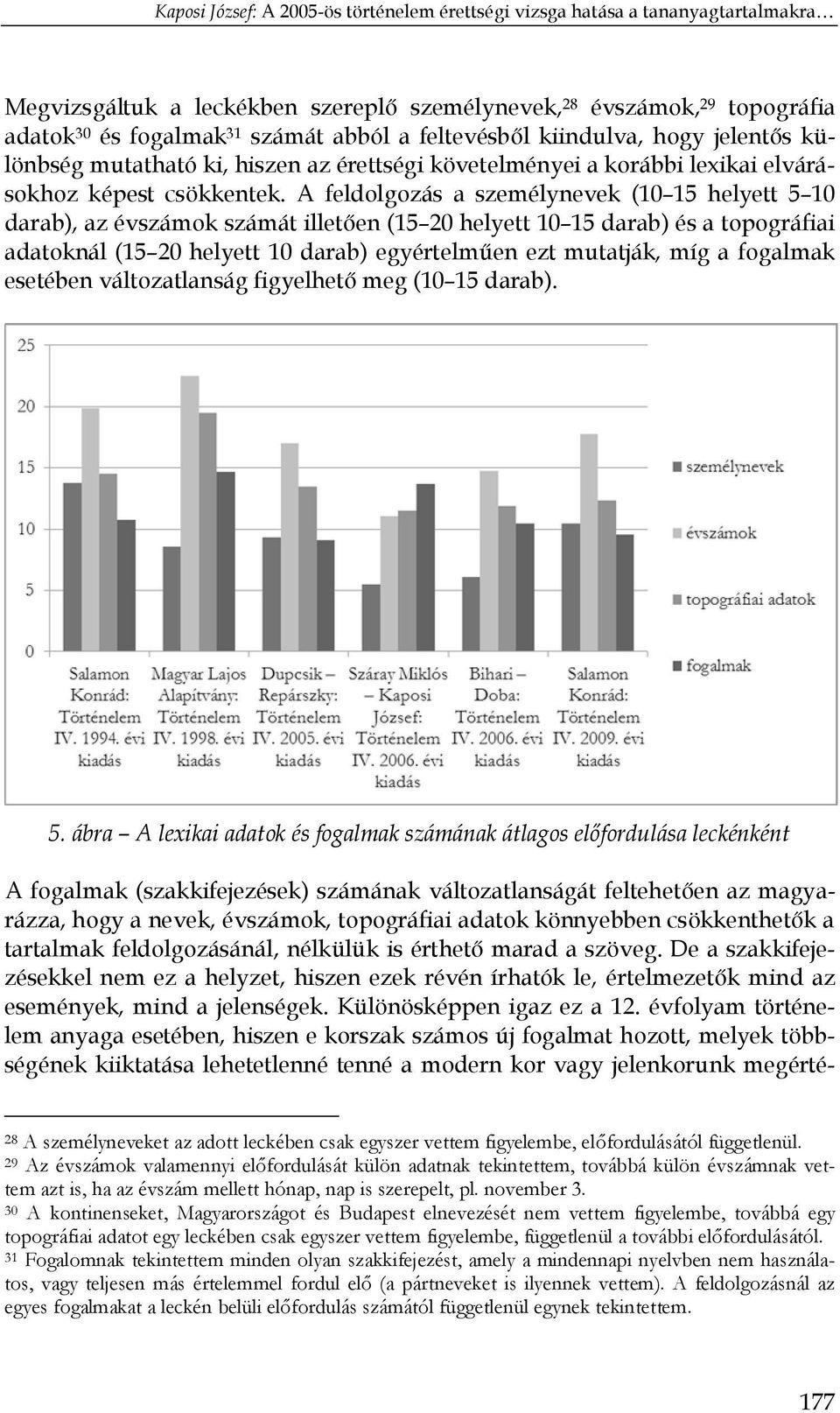 A feldolgozás a személynevek (10 15 helyett 5 10 darab), az évszámok számát illetően (15 20 helyett 10 15 darab) és a topográfiai adatoknál (15 20 helyett 10 darab) egyértelműen ezt mutatják, míg a