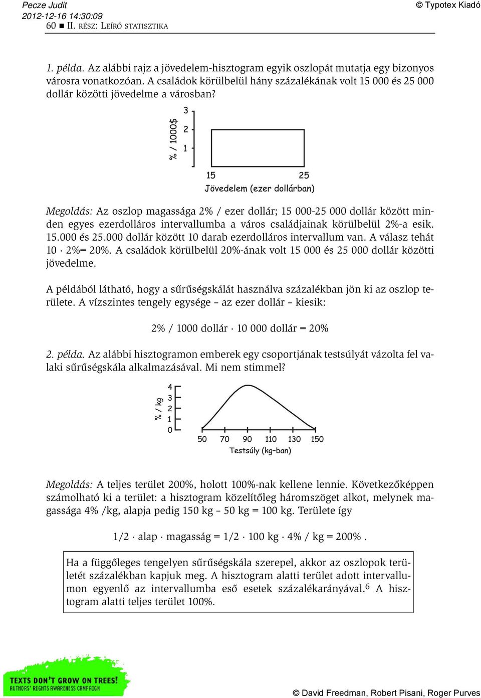 Megoldás: Az oszlop magassága 2% / ezer dollár; 15 000-25 000 dollár között minden egyes ezerdolláros intervallumba a város családjainak körülbelül 2%-a esik. 15.000 és 25.