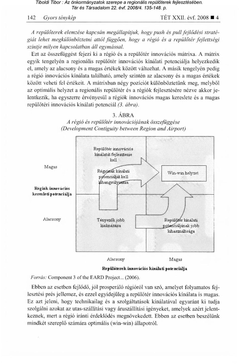 áll egymással. Ezt az összefüggést fejezi ki a régió és a repül őtér innovációs mátrixa.